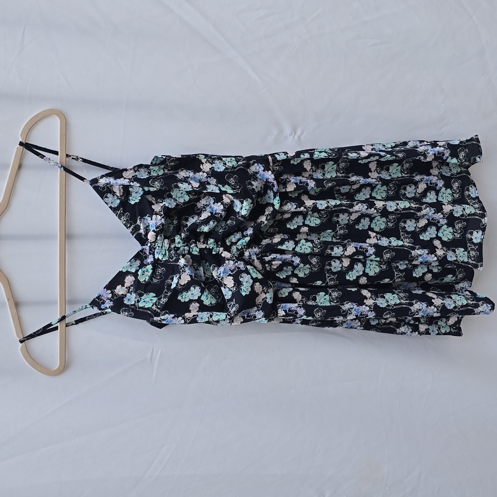 Eclair women L spaghetti straps‎ floral dress above knee blue sleeveless